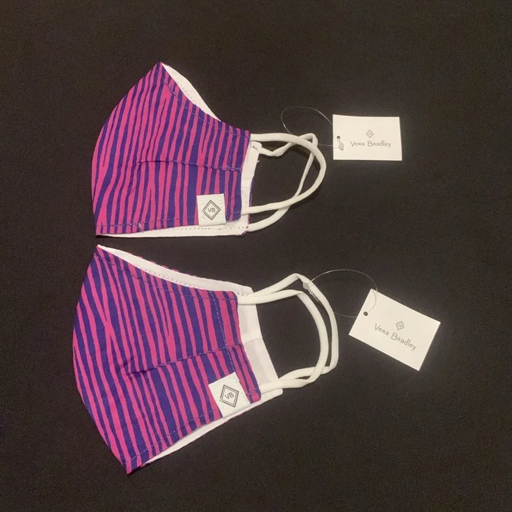 NWT Vera Bradley Cotton Face Mask Lot of 2 Impressionista Stripe